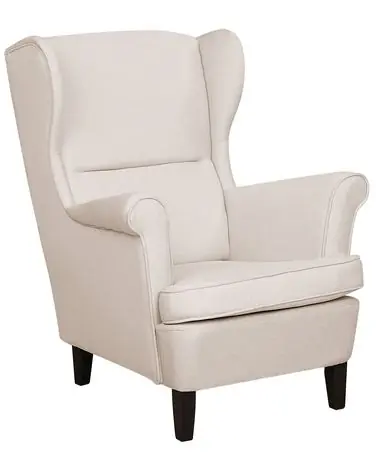 Wingback Chair ABSON Fabric Light Beige - Living Room