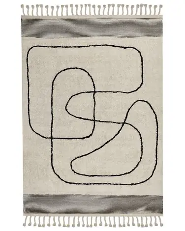 Alfombra DOKUZ Beige 160 x 230 cm Algodón - Accesorios decorativos