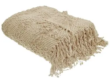 Manta VELLA Algodón 150 x 200 cm Beige - Accesorios decorativos