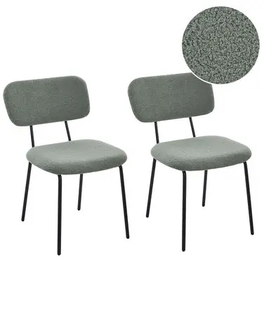 Conjunto de 2 sillas ADAIR Bouclé Verde claro - Comedor