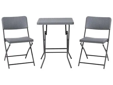 Bistro Set Folding TRAPPETO Grey - Garden & Balcony