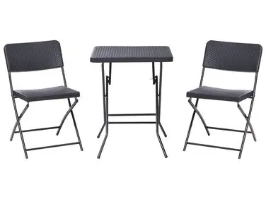 Bistro Set Folding TRAPPETO Black - Garden & Balcony