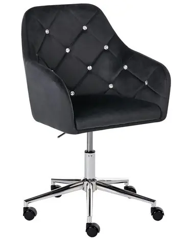 Desk Chair VELORIA Velvet Black - Home Office