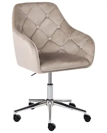 Silla de escritorio VELORIA Terciopelo Beige - Oficina