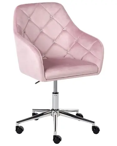 Desk Chair VELORIA Velvet Pastel Pink - Home Office
