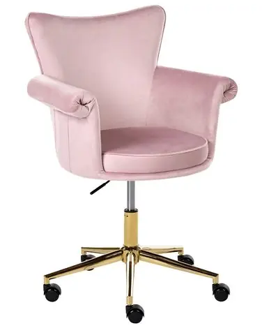Desk Chair VELENCIA Velvet Pastel Pink - Home Office