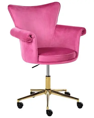 Desk Chair VELENCIA Velvet Fuchsia Pink - Home Office