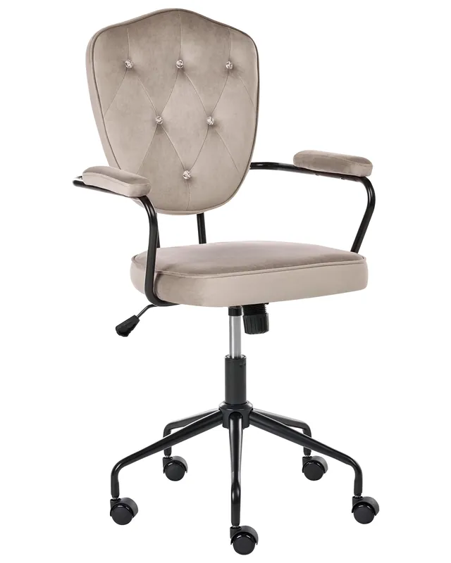 Desk Chair VELISSE Velvet Taupe - Home Office