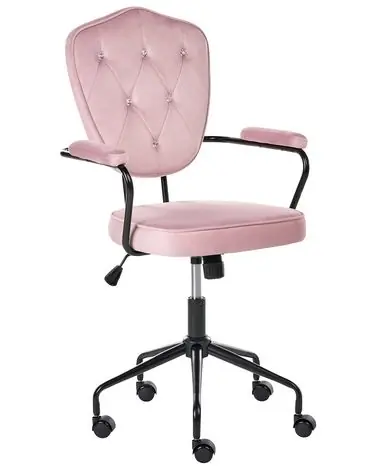 Silla de escritorio VELISSE Terciopelo Rosa pastel - Oficina