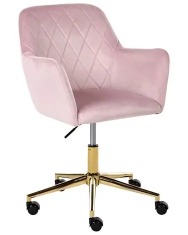 Desk Chair LELORIA Velvet Pastel Pink - Home Office