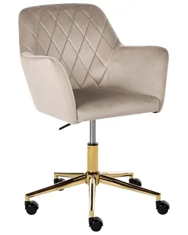 Desk Chair LELORIA Velvet Taupe - Home Office