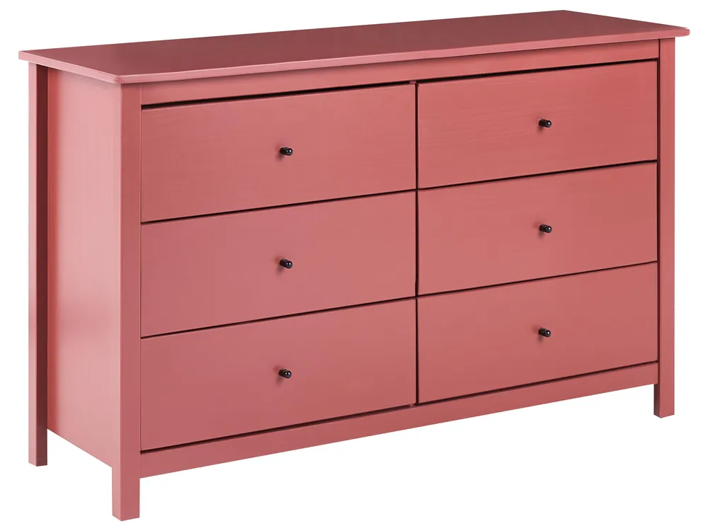 6 Drawer Chest BARCALDINE Pine Wood Burgundy - Living Room