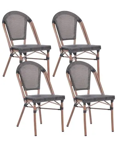 Set of 4 Garden Chairs RIFREDDO PE Rattan Grey - Garden & Balcony