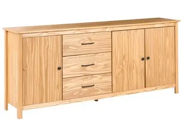 3 Door Sideboard LEONORA Pine Wood Light Brown - Living Room