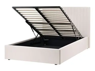 Ottoman Bed VION Fabric Light Beige 120 x 200 cm (EU Small Double) - Bedroom