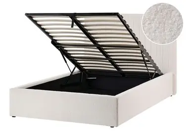 Ottoman Bed VION Boucle Off-White 120 x 200 cm (EU Small Double)