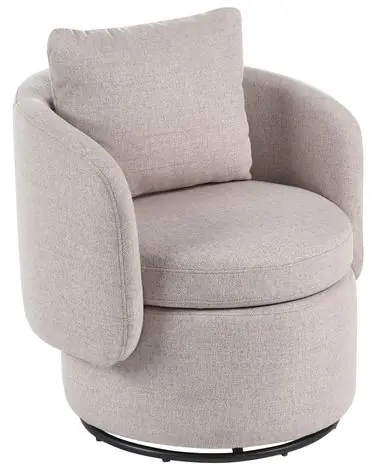 Swivel Armchair HORSENS with Storage Fabric Beige - Living Room