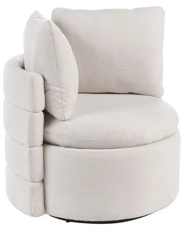 Swivel Armchair RANDERS with Storage Fabric Off-White