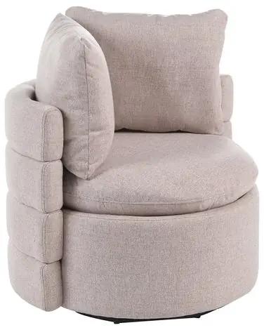 Swivel Armchair RANDERS with Storage Fabric Beige - Living Room