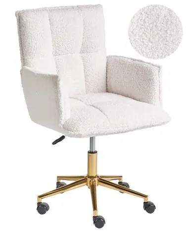 Desk Chair MANULU Boucle White - Home Office