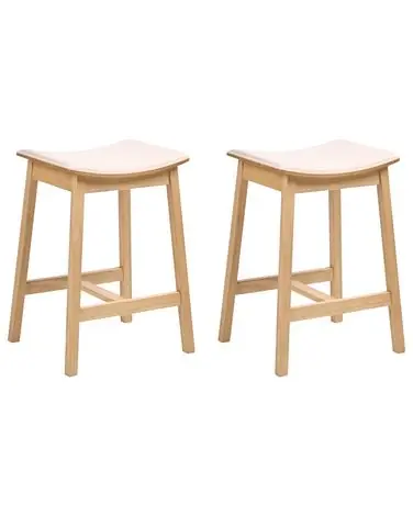 Conjunto de 2 sillas de bar DIXON Madera Marrón claro/Blanco crema - Comedor