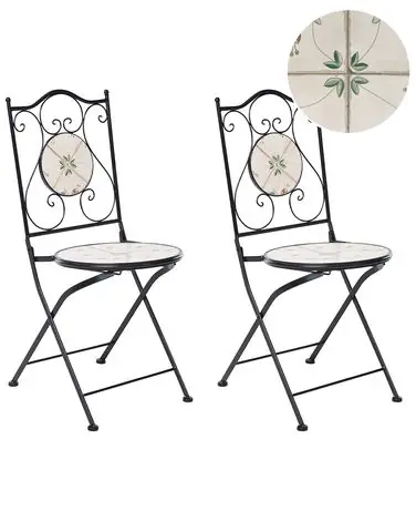 Set of 2 Garden Chairs CARONA Folding Metal Black - Garden & Balcony