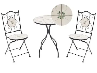 Bistro Set CARONA Metal Black - Garden & Balcony