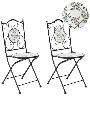 Conjunto de 2 sillas de jardín COLLIO Metal Negro - Jardín y balcón