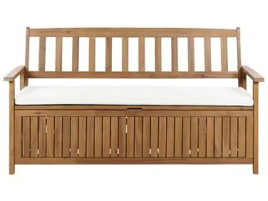 Banco de jardín con cojín SOVANA 160 cm Madera de acacia Blanco crema - Jardín y balcón