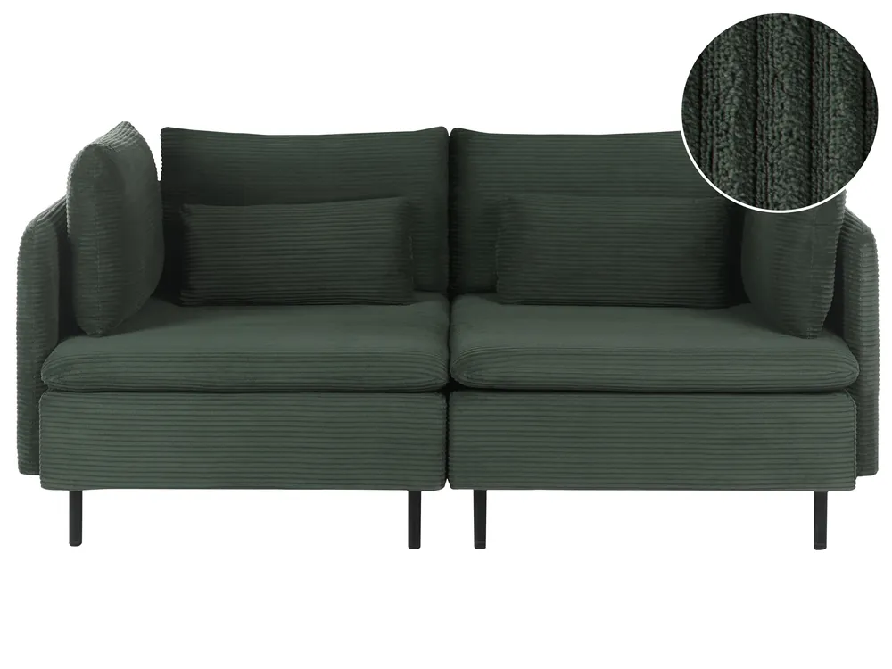 Sofá modular 2 plazas EGERIS Verde oscuro Pana - Sala de estar