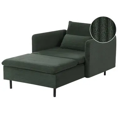 Chaise Longue EGERIS Corduroy Dark Green - Living Room