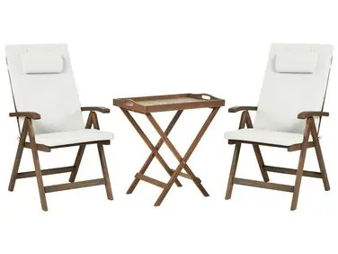 Bistro Set AMANTEA PREMIUM Acacia Wood Off-White
