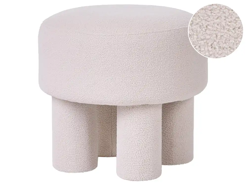 Taburete CANBY Bouclé Blanco crema - Sala de estar