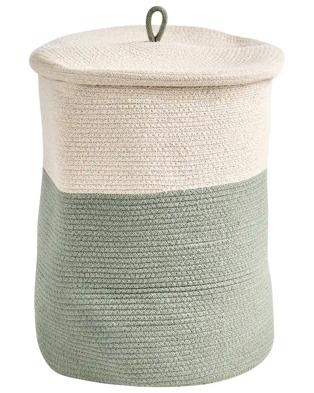 Basket SILOPI Cotton Light Beige/ Green - Home Accessories