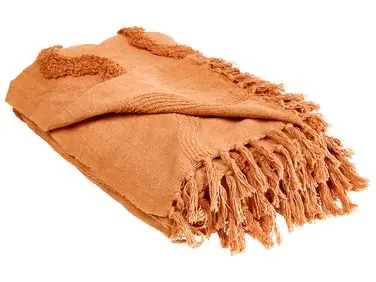Blanket KHARI Cotton 150 x 200 cm Orange - Home Accessories