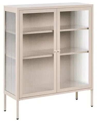 Aparador vitrina LERRYN Metal 90 cm Beige - Sala de estar