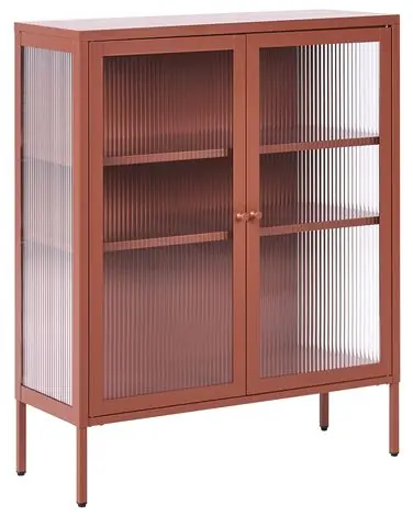 Aparador vitrina LERRYN Metal 90 cm Marrón dorado - Sala de estar
