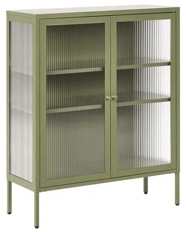 Aparador vitrina LERRYN Metal 90 cm Verde - Sala de estar