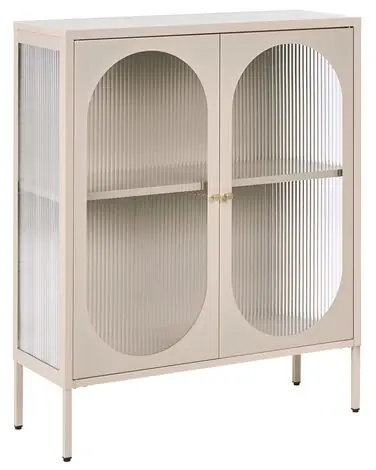 Aparador vitrina SARRE Metal 90 cm Beige - Sala de estar