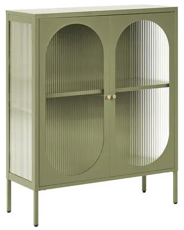 Aparador vitrina SARRE Metal 90 cm Verde - Sala de estar