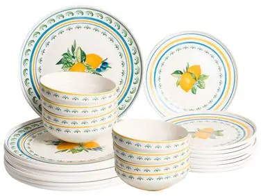Vajilla de 24 piezas TARRAGON Porcelana Blanco/Verde - Accesorios decorativos