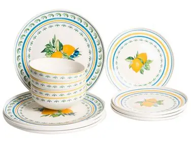 Vajilla de 12 piezas TARRAGON Porcelana Blanco/Verde - Accesorios decorativos