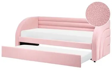 Trundle Bed Boucle ALBIAC 90 x 200 cm (EU Single) Pastel Pink - Bedroom