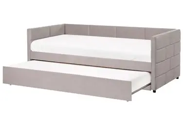 Trundle Bed Velvet CHAVONNE 90 x 200 cm (EU Single) Light Grey - Bedroom