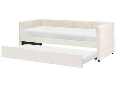 Trundle Bed Velvet CHAVONNE 90 x 200 cm (EU Single) Off-White