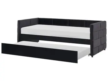 Trundle Bed Velvet CHAVONNE 90 x 200 cm (EU Single) Black - Bedroom