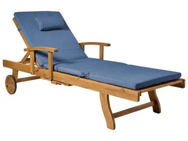 Tumbona con cojín JAVA PREMIUM Madera de acacia Azul - Jardín y balcón