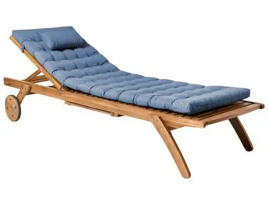 Tumbona con cojín CESANA PREMIUM Madera de acacia Azul - Jardín y balcón