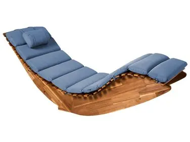 Tumbona con cojín BRESCIA PREMIUM Madera de acacia Azul - Jardín y balcón