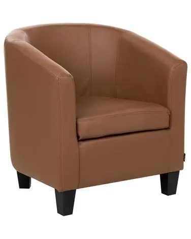 Armchair BORWICK Faux Leather Brown - Living Room